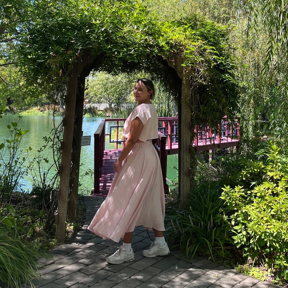 Pink Matching Set Crop Top + Skirt
